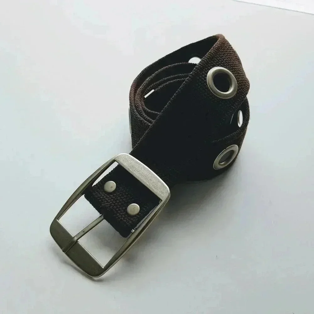 Canvas Belt 39" Rivets Green Military Look - Picture 1 of 5